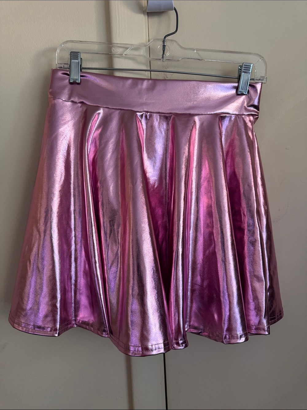 Shimmering Metallic Pink Skater Skirt